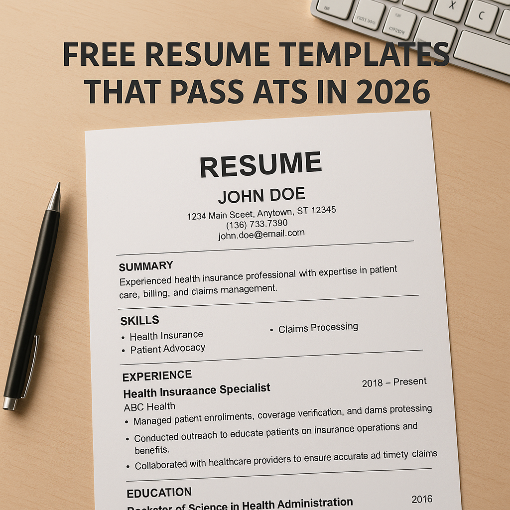 Free Resume Templates That Pass ATS in 2026